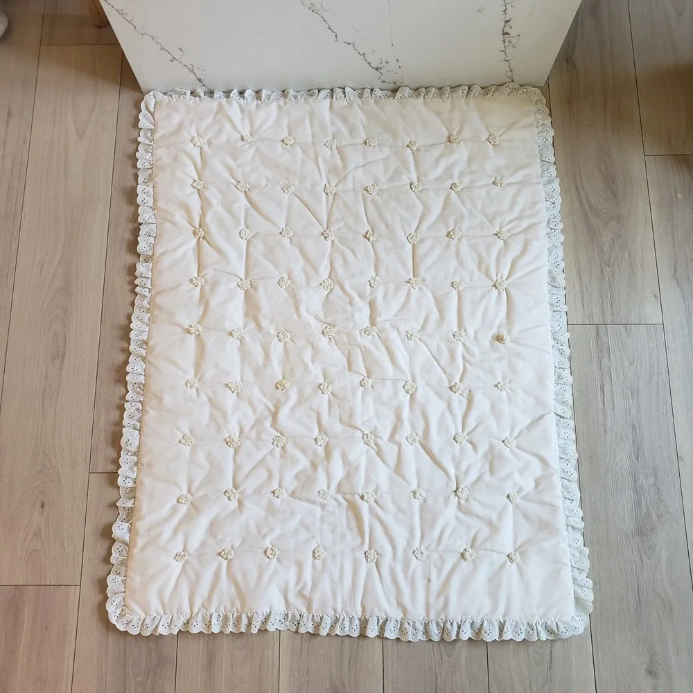 Vintage Quilt Crib Size Handmade Patchwork Blanket Nursery Farmhouse
